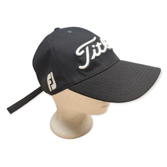 Titleist Golf Tour Hat Cap Pro V1 FJ Logo Black Adjustable Strap Embossed - Picture 7 of 13